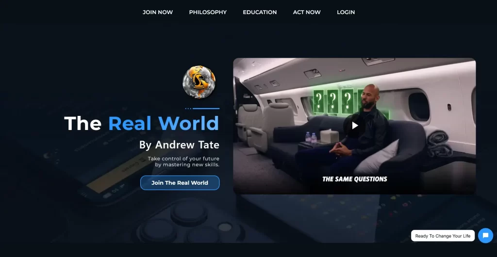 Screenshot of The Real World website showcasing modern layout, structured content sections, and responsive web design.