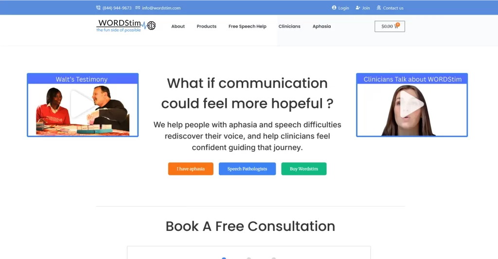 WordStim website homepage screenshot displaying clean design, organized content structure, and responsive interface.